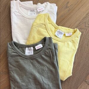 NWOT Zara Kids Short Sleeve Shirts - Cream, Yellow, and Green